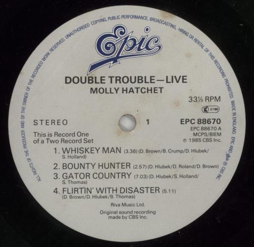 Molly Hatchet Double Trouble Live 2-LP vinyl record set (Double LP Album) UK MYH2LDO596417