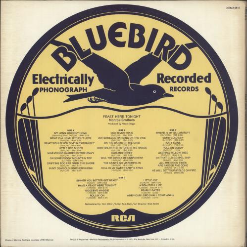 Monroe Brothers Feast Here Tonight 2-LP vinyl record set (Double LP Album) US Z-82LFE726598