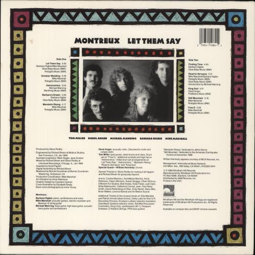 Montreux Let Them Say vinyl LP album (LP record) US OPQLPLE655186