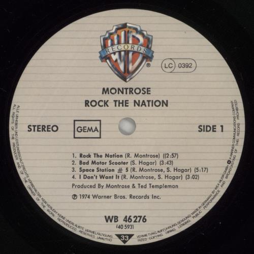 Montrose Rock The Nation vinyl LP album (LP record) German TROLPRO577433