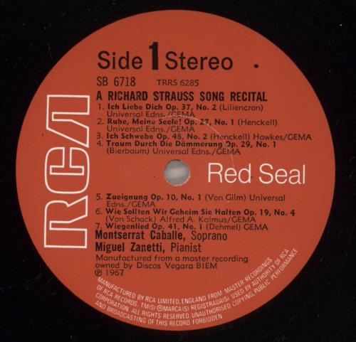 Montserrat Caballe A Richard Strauss Song Recital vinyl LP album (LP record) UK MA2LPAR878810