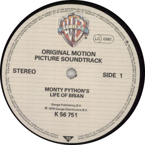 Monty Python Life Of Brian vinyl LP album (LP record) German PYTLPLI736050