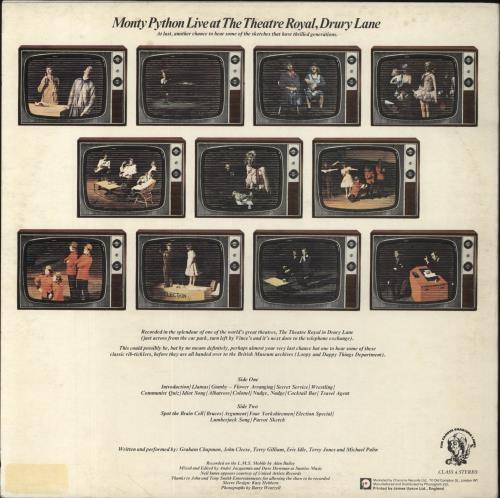 Monty Python Live At Drury Lane - blue Charisma label vinyl LP album (LP record) UK PYTLPLI546977