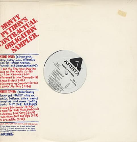 Monty Python Monty Python's Contractual Obligation Sampler vinyl LP album (LP record) US PYTLPMO324154