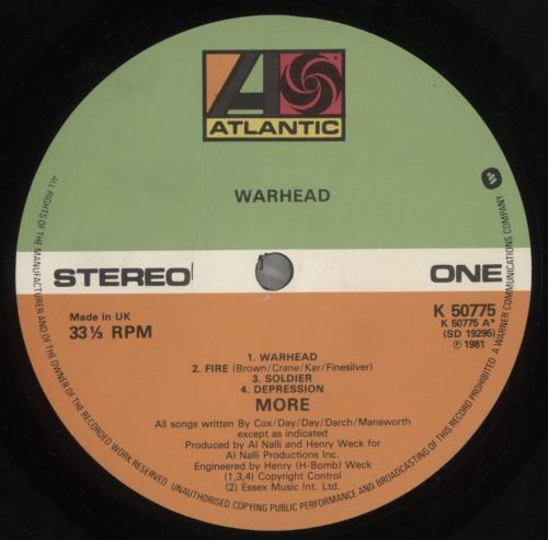 More Warhead vinyl LP album (LP record) UK ORELPWA544584