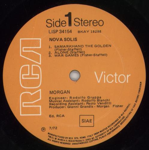 Morgan Fisher Nova Solis vinyl LP album (LP record) Italian MGFLPNO859301