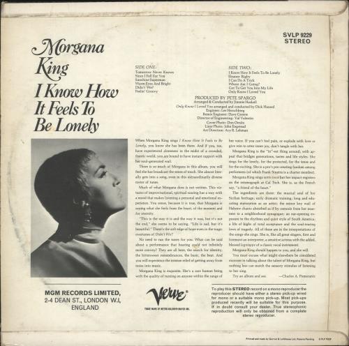 Morgana King I Know How It Feels To Be Lonely vinyl LP album (LP record) UK MK0LPIK699841