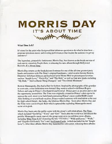 Morris Day It's About Time media press pack US DAYPPIT295680