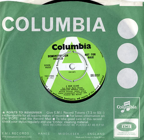 Morrison Orpheus Choir A Man Alone - A Label 7" vinyl single (7 inch record / 45) UK NX107AM588736