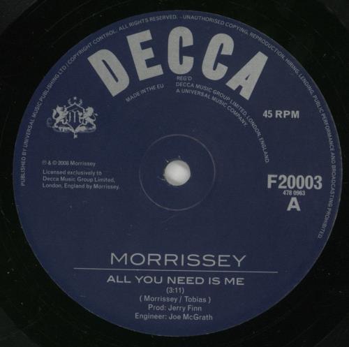 Morrissey All You Need Is Me 7" vinyl single (7 inch record / 45) UK MOR07AL434475