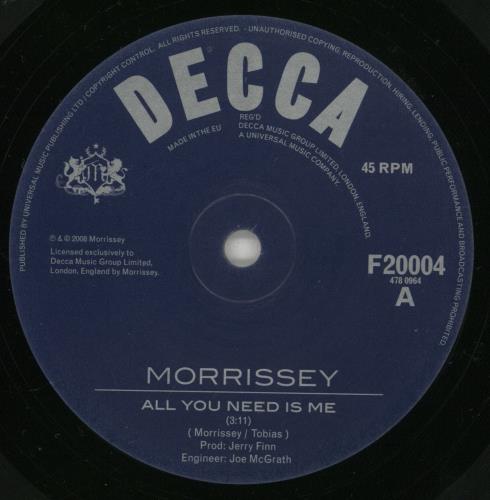 Morrissey All You Need Is Me 7" vinyl single (7 inch record / 45) UK MOR07AL434476