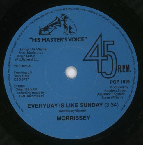 Morrissey Everyday Is Like Sunday 7" vinyl single (7 inch record / 45) UK MOR07EV11070