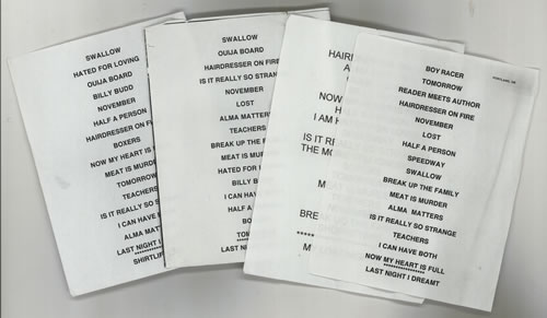 Morrissey Five Set Lists 1999-2000 memorabilia UK MORMMFI627435