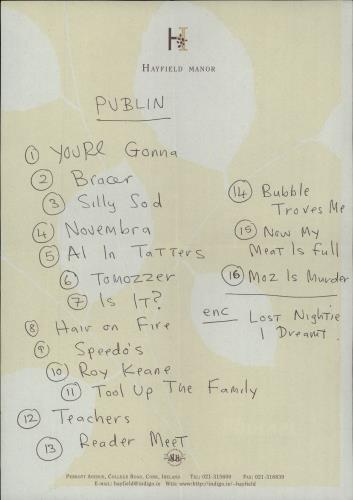Morrissey Morrissey Set List memorabilia UK MORMMMO673167