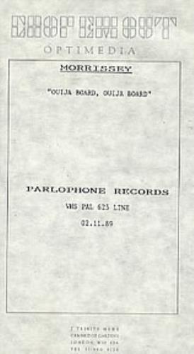 Morrissey Ouija Board video (VHS or PAL or NTSC) UK MORVIOU93991