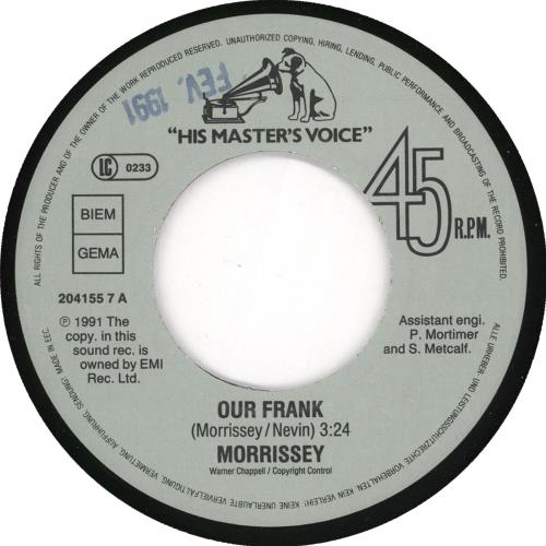 Morrissey Our Frank 7" vinyl single (7 inch record / 45) German MOR07OU670168