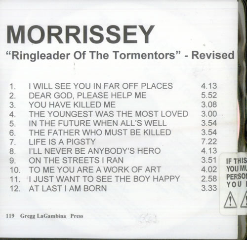 Morrissey Ringleader Of The Tormentors - Revised CD-R acetate US MORCRRI546375