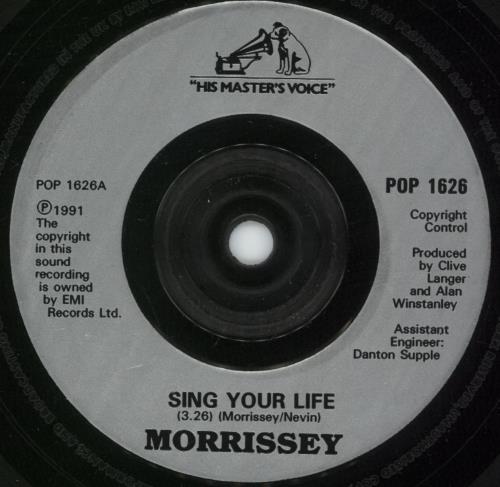 Morrissey Sing Your Life - Inj 7" vinyl single (7 inch record / 45) UK MOR07SI66807