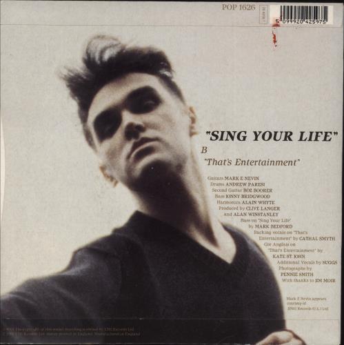 Morrissey Sing Your Life - Inj 7" vinyl single (7 inch record / 45) UK MOR07SI66807