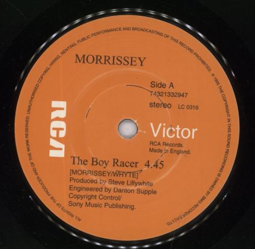 Morrissey The Boy Racer 7" vinyl single (7 inch record / 45) UK MOR07TH56680