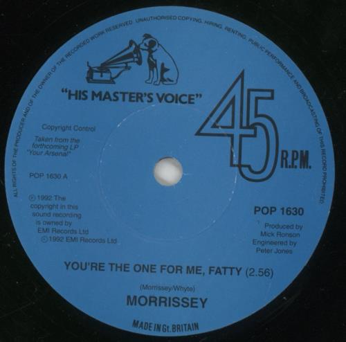 Morrissey You're The One For Me Fatty 7" vinyl single (7 inch record / 45) UK MOR07YO10243