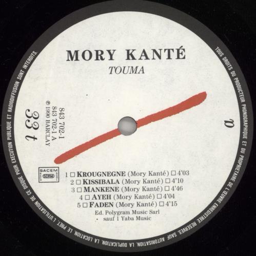 Mory Kante Touma vinyl LP album (LP record) French YKALPTO881669