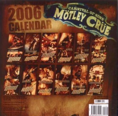 Motley Crue 2006 Official Calendar calendar US CRUCAOF348873