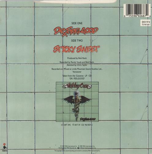 Motley Crue Dr Feelgood + Patch - EX 7" vinyl single (7 inch record / 45) UK CRU07DR815309