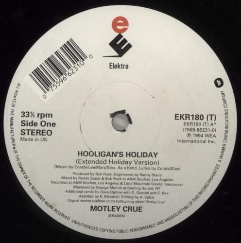 Motley Crue Hooligan's Holiday 12" vinyl single (12 inch record / Maxi-single) UK CRU12HO879524