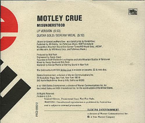 Motley Crue Misunderstood CD single (CD5 / 5") US CRUC5MI30044