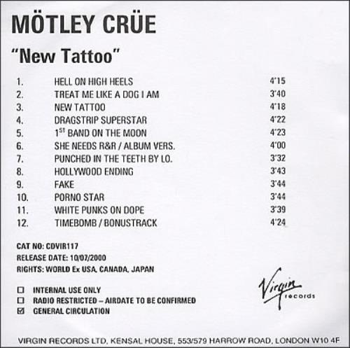Motley Crue New Tattoo CD-R acetate UK CRUCRNE162131