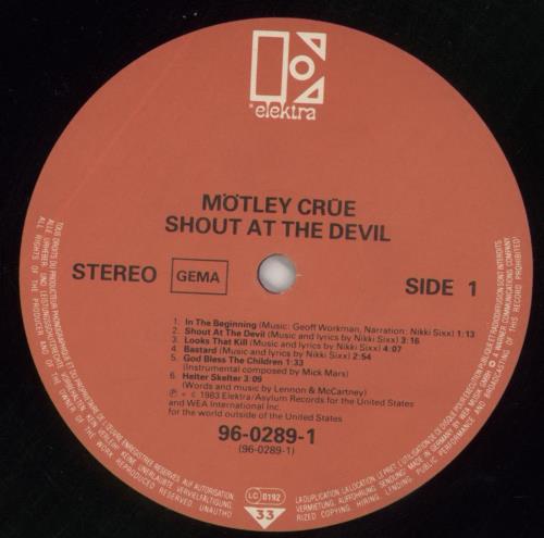 Motley Crue Shout At The Devil - 1st - VG vinyl LP album (LP record) German CRULPSH838908