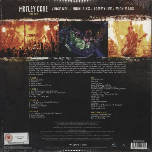 Motley Crue The End - Live In Los Angeles 180 Gram Vinyl + DVD - Sealed 2-LP vinyl record set (Double LP Album) UK CRU2LTH872139