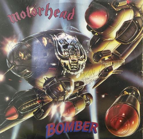 Motorhead Bomber - Blue Vinyl - Autographed vinyl LP album (LP record) UK MOTLPBO861841