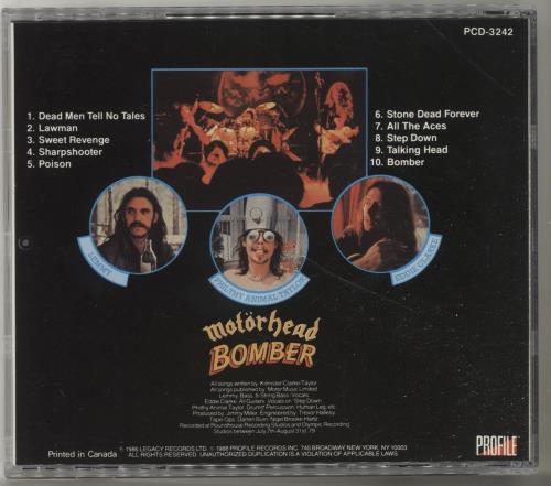 Motorhead Bomber CD album (CDLP) US MOTCDBO691047