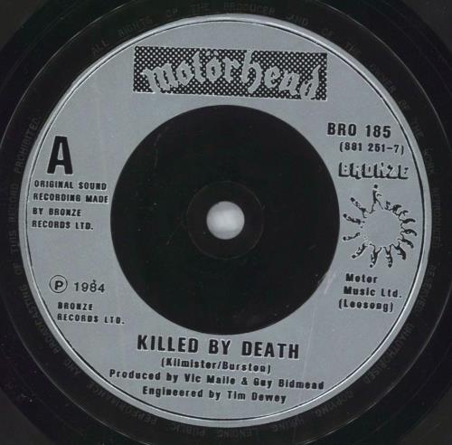 Motorhead Killed By Death - Silver injection labels 7" vinyl single (7 inch record / 45) UK MOT07KI827134