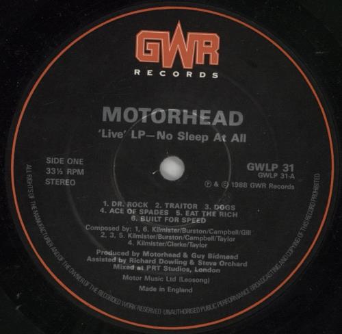 Motorhead No Sleep At All vinyl LP album (LP record) UK MOTLPNO353294