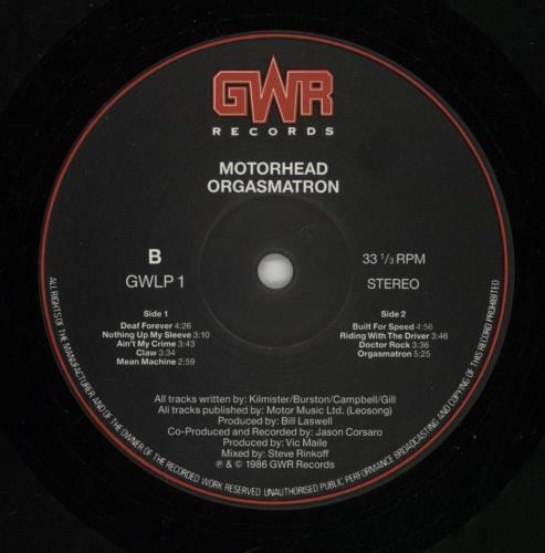 Motorhead Orgasmatron vinyl LP album (LP record) UK MOTLPOR543724