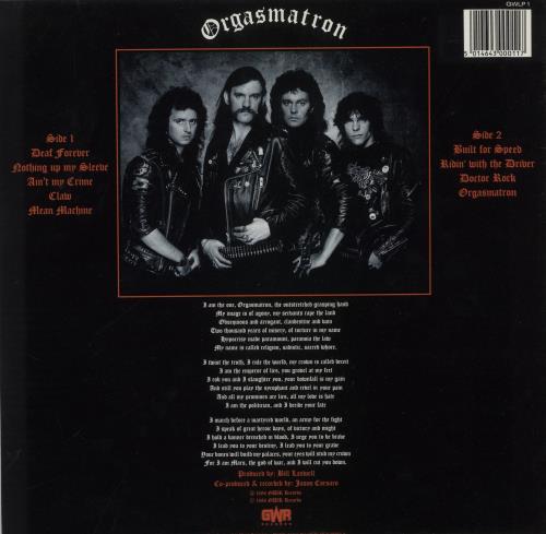 Motorhead Orgasmatron vinyl LP album (LP record) UK MOTLPOR543724