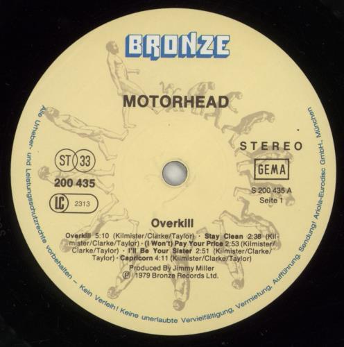 Motorhead Overkill vinyl LP album (LP record) German MOTLPOV773136