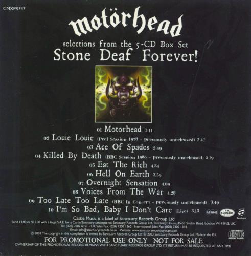 Motorhead Stone Deaf Forever! CD album (CDLP) UK MOTCDST257511