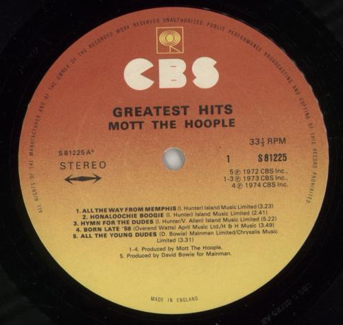 Mott The Hoople Greatest Hits + insert vinyl LP album (LP record) UK MHOLPGR497745