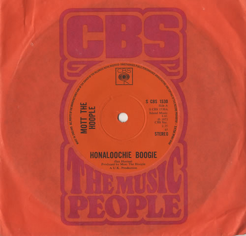 Mott The Hoople Honaloochie Boogie - Solid 7" vinyl single (7 inch record / 45) UK MHO07HO324852