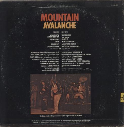 Mountain Avalanche - Quadraphonic - VG vinyl LP album (LP record) US MOULPAV859304