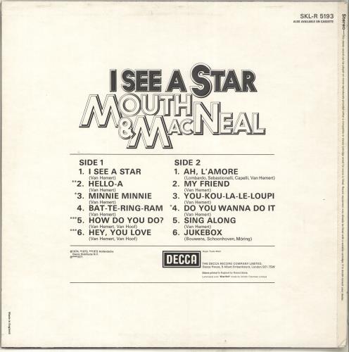 Mouth & MacNeal I See A Star vinyl LP album (LP record) UK M4WLPIS702613