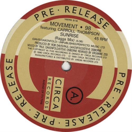 Movement 98 Sunrise 12" vinyl single (12 inch record / Maxi-single) UK M9812SU196596