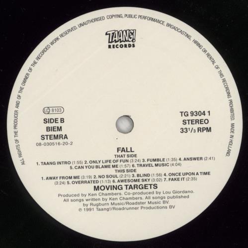 Moving Targets Fall vinyl LP album (LP record) Dutch NPVLPFA585517