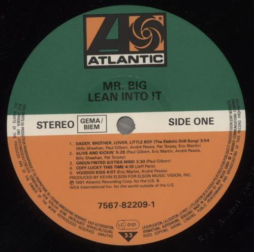 Mr Big (US) Lean Into It - Promo Stickered vinyl LP album (LP record) German MRBLPLE857409