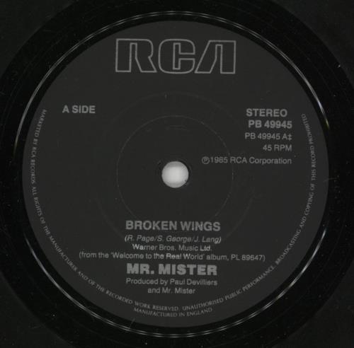 Mr Mister Broken Wings 7" vinyl single (7 inch record / 45) UK MRM07BR298163