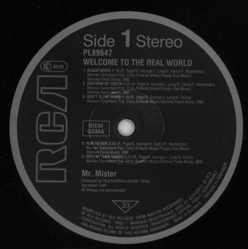 Mr Mister Welcome To The Real World - Hype Sticker vinyl LP album (LP record) German MRMLPWE673517